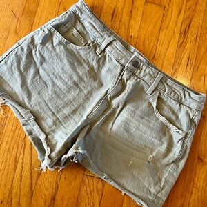 Universal Thread midi distressed sage denim shorts